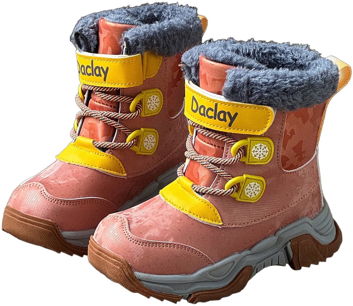 Currero Snowboots Meisjes Sneeuwlaarzen Kinderen Winterlaarzen Meisjes Gevoerde Winterschoenen Waterdicht Antislip Zool Warm Gevoerd Kinderlaarzen Donkerbruin