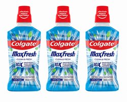 Bain de bouche Colgate MaxFresh Clean & Fresh – Sans alcool – Haleine fraîche longue durée - 3x500ml