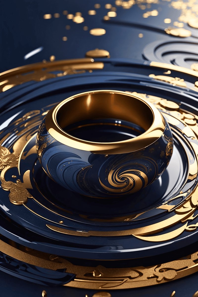 Poster Ring - Sieraad - Blauw Gouden Ring - Sfeer - posters - formaat 70x100cm - Wanddecoratie - L1031MT