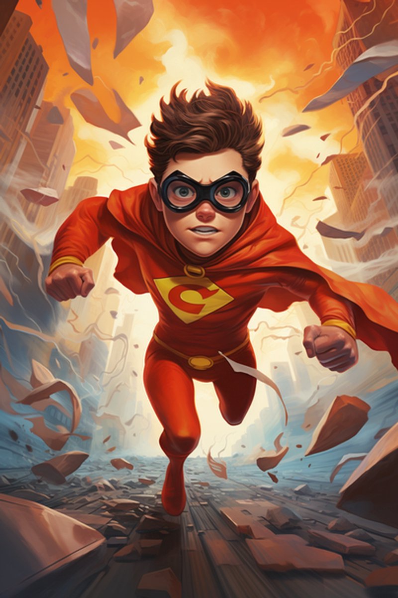 Kinder Superheld Poster - Superheld - Kinderkamer - Kinderen - Wanddecoratie - posters - formaat 70x100cm - L771DZ
