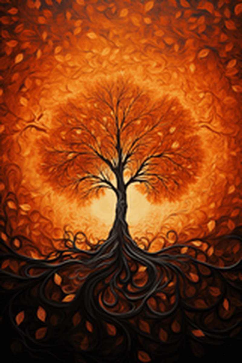Herfstposter - Levensboom - Indian Summer - Boom - Natuur - posters - formaat 70x100cm - Wanddecoratie - L979CW