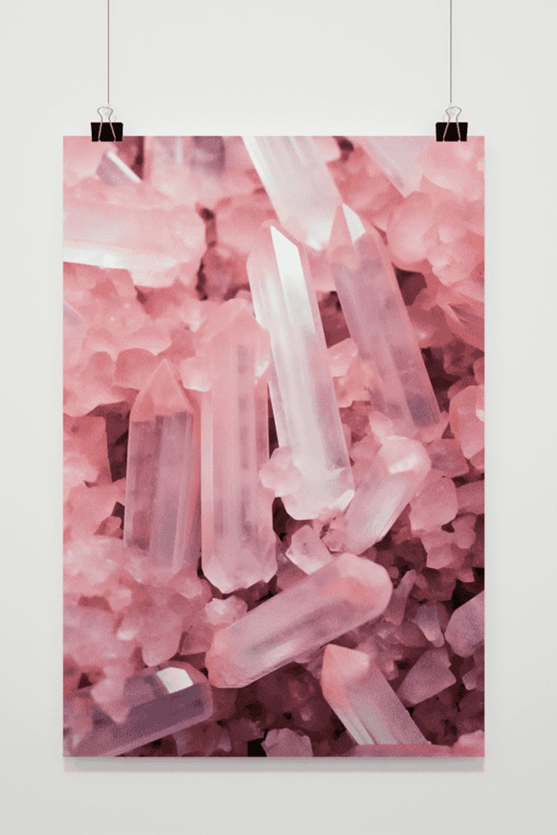 Roze Crystallen Poster - Crystal - Edelsteen - Roze - Abstracte - Kamerdecoratie - decoratie - posters - formaat 70x100cm - Wanddecoratie - L1834YR