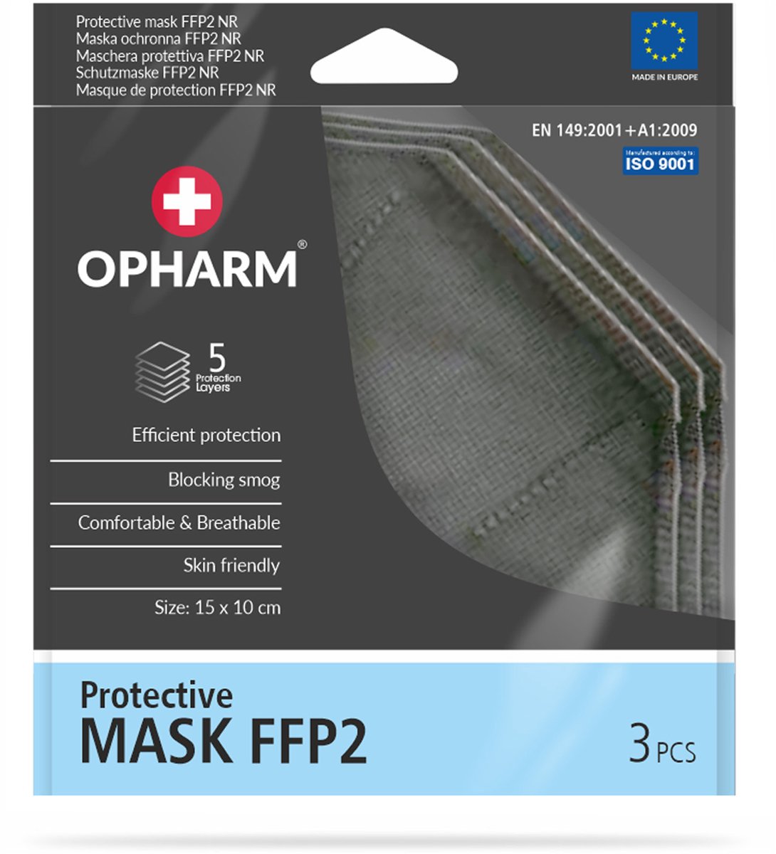 OPHARM FFP2 Maskers - 3 stuks - Grijs