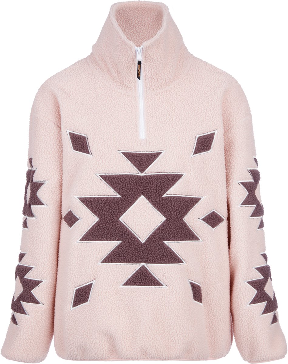 Brunotti - Charley Teddy Fleece Dames - Sepia Rose - Fleece met Rits - Loose Fit - Extra Warm - Ademend - L