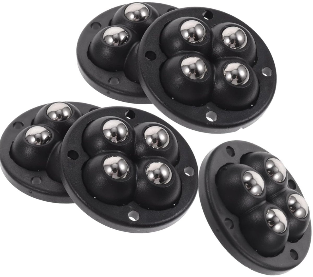 5 Stuks - Miniwieltjes - Zelfklevende zwenkwielen - 360 graden draaibaar - Universeel wiel - Zwenkwielen - Voor opbergdozen, meubels, prullenbakken - Roestvrij staal, Kunststof - Omnidirectionele kogellagerpoelie