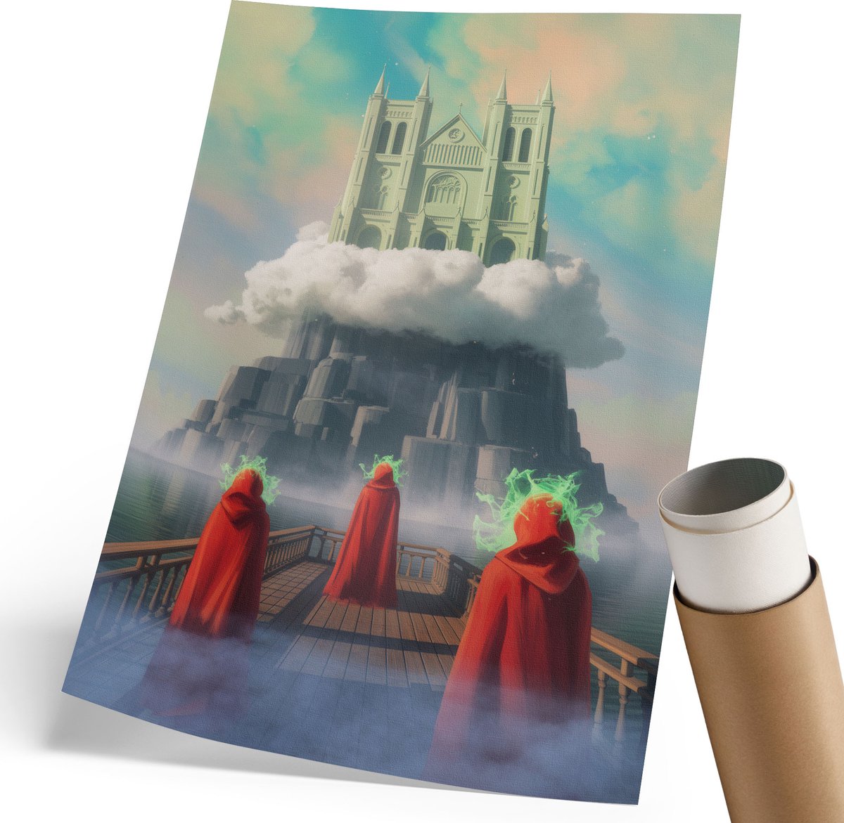 Coloray Polycanvas Poster - Paarden En De Natuur, Groente - 420 x 594 mm - Roze Motief - Rechthoek - Wandkunstwerk - Slaapkamer - Romantisch