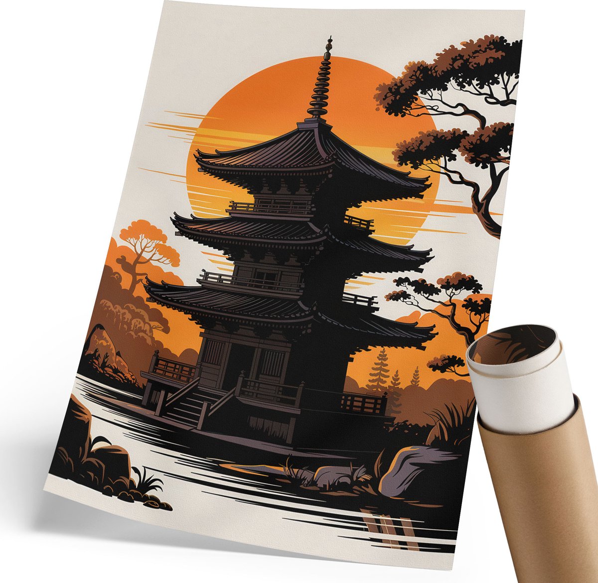 Coloray Polycanvas Wandposter - Uil In Vlucht, Zwart-wit - 420 x 594 mm - Wit Poster - Rechthoek - Wandkunstwerk - Kantoor - Glamour
