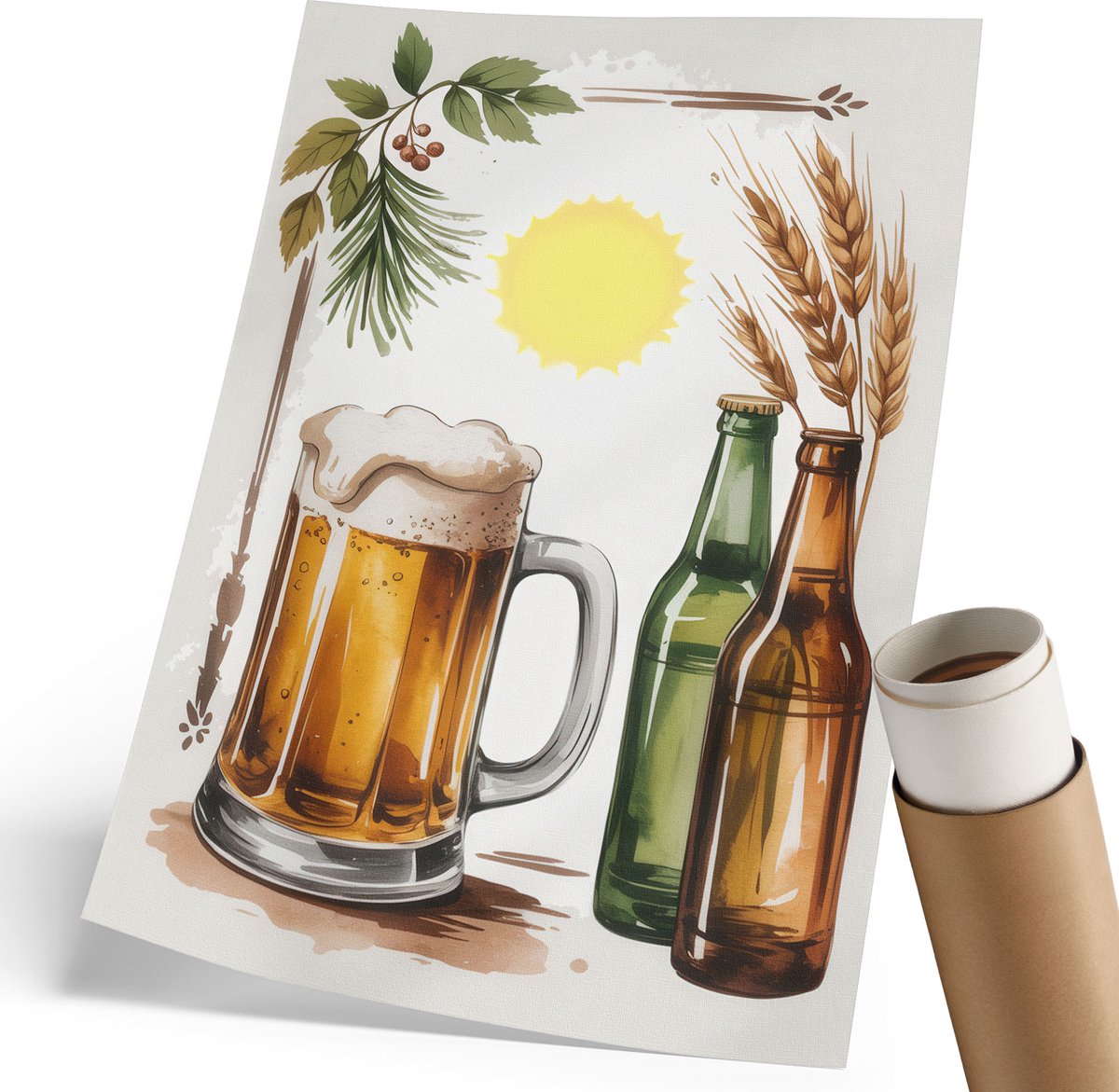 Coloray Polycanvas Wandposter - Asche, Bruin - 420 x 594 mm - Groen Poster - Rechthoek - Wandkunstwerk - Kantoor - Klassiek