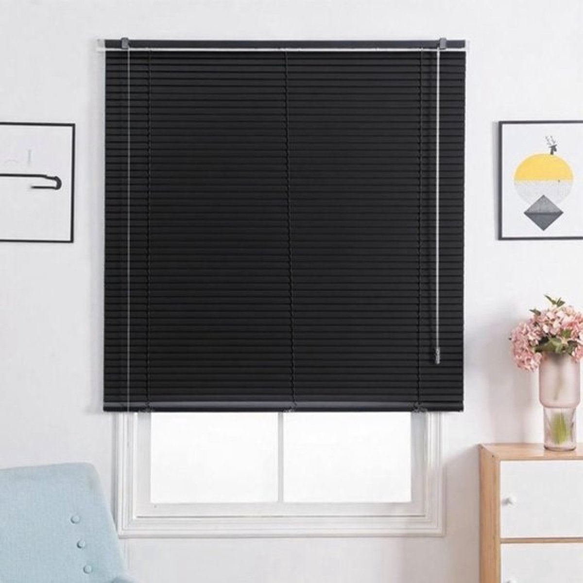 Aluminium Mini-jaloezieën - Raambekleding Horizontale Jaloezie - Lichtregulering Thuis - Soepele Kantelstang Bediening - 90x250 cm - Zwart