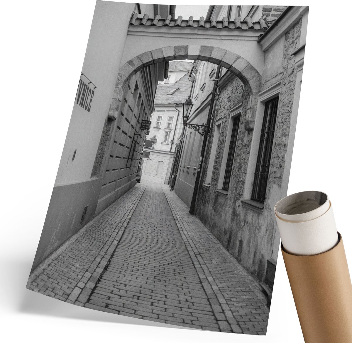 Coloray Polycanvas Wandposter - Italiaans Landschap, Blauw - 210 x 297 mm - Zwart-wit Wandposter - Rechthoek - Canvasposter - Woonkamer - Klassiek