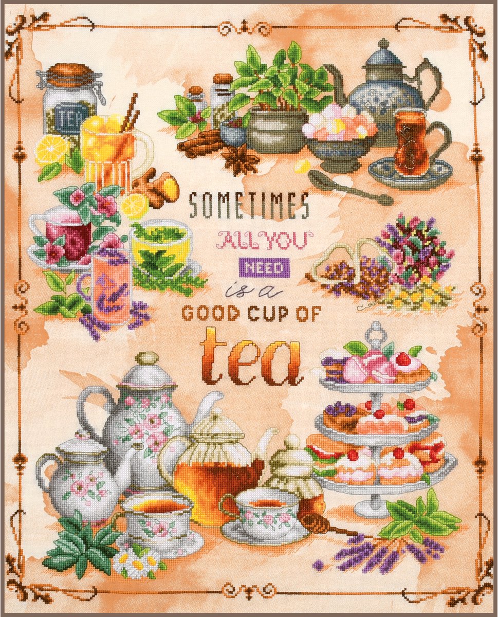 Lanarte - Telpakket kit Tea lover's delight - PN-0229170 - Borduren - Borduurpakket - Borduurpakket volwassenen - Borduurpakket kind