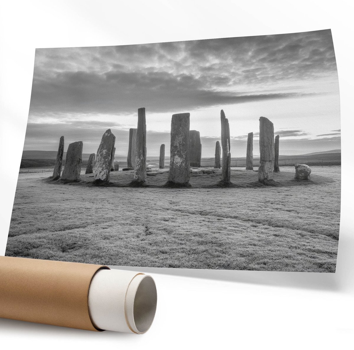 Coloray Polycanvas Wandposter – Steenformatie, Zwart-Wit – 594 x 840 mm – Roze Design – Rechthoek – Muurdecoratie – Woonkamer – Klassiek