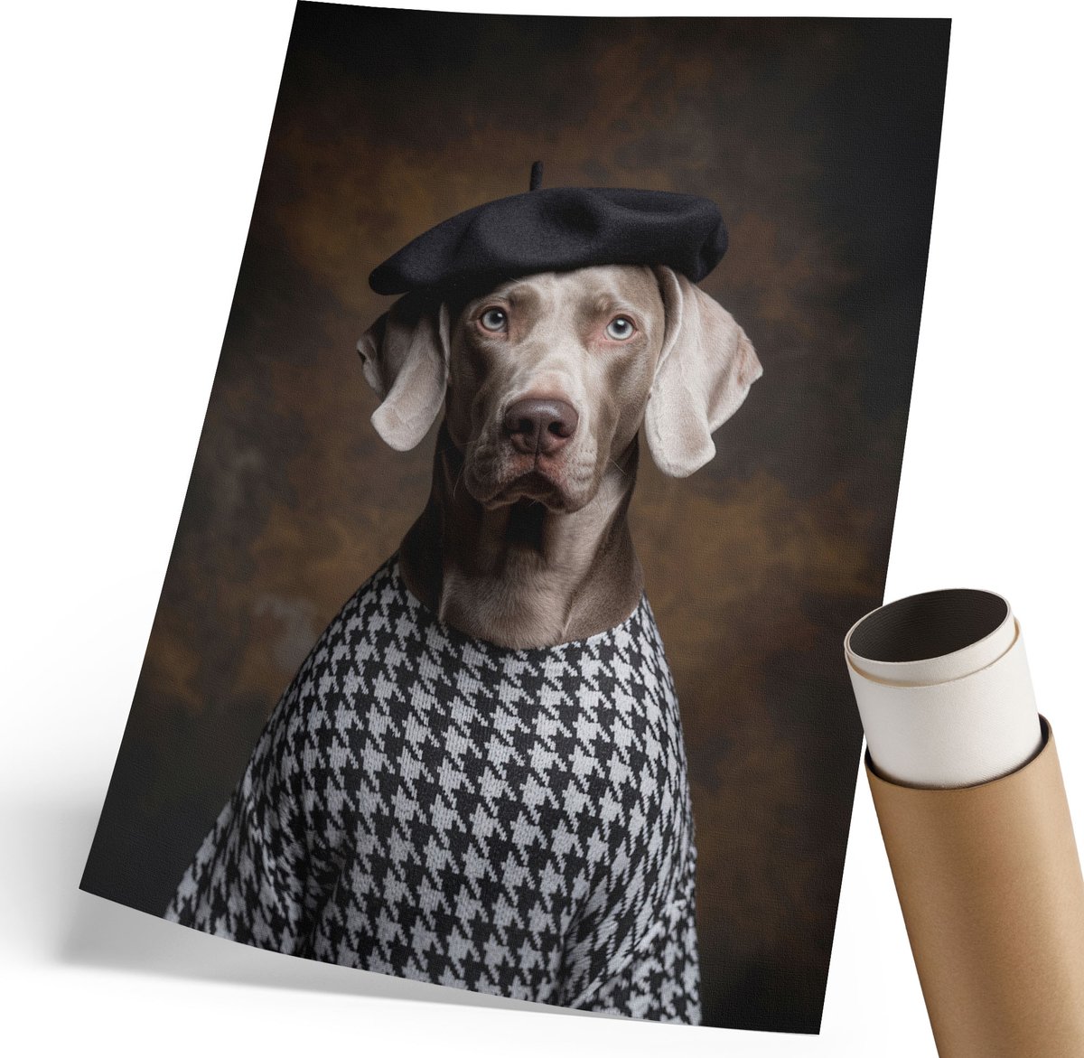 Coloray Polycanvas Wandposter - Artistieke Hond, Fotografie - 210 x 297 mm - Zwart Motief - Rechthoek - Wandkunstwerk - Woonkamer, Slaapkamer, Kantoor - Glamour