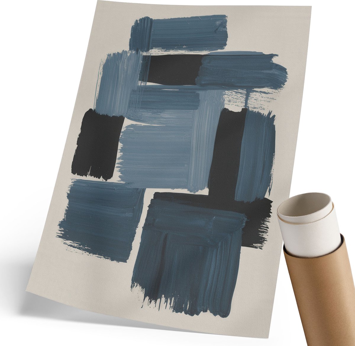 Coloray Polycanvas Poster - Contrast Van De Penseelstreken, Schilderen - 210 x 297 mm - Marine Design - Rechthoek - Decoratieve poster - Woonkamer, Slaapkamer, Kantoor - Modern