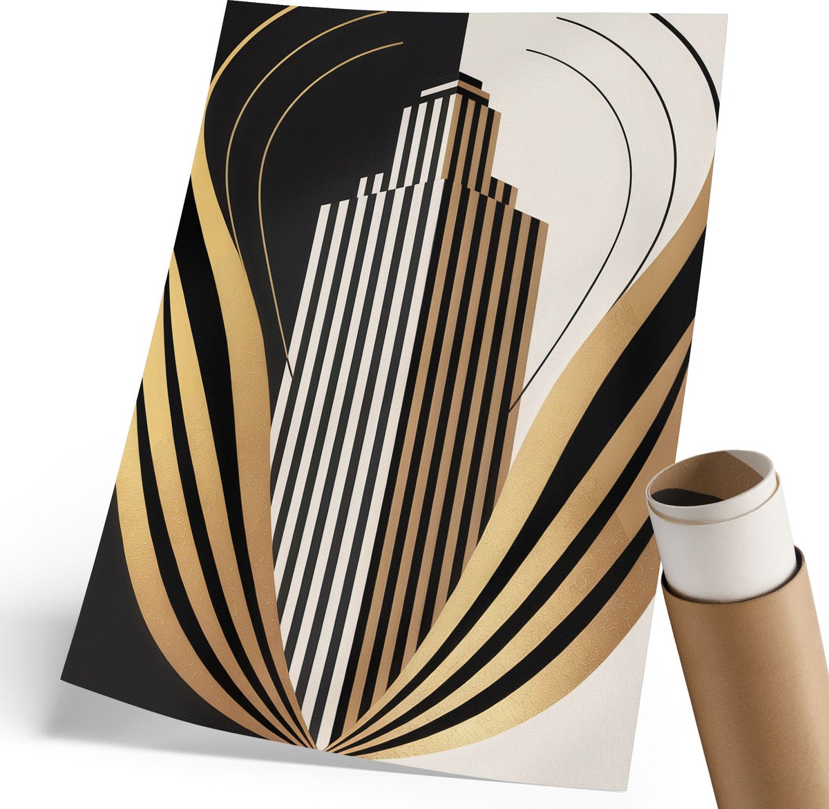 Coloray Polycanvas Wandposter - Art Deco, Illustratie - 210 x 297 mm - Zwart Poster - Rechthoek - Wandkunstwerk - Woonkamer, Slaapkamer, Kantoor - Art deco