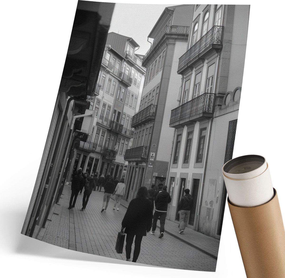 Coloray Polycanvas Wandposter - Stadsbeeld, Fotografie - 210 x 297 mm - Zwart-wit Decoratie - Rechthoek - Canvasposter - Woonkamer, Slaapkamer, Kantoor - Klassiek