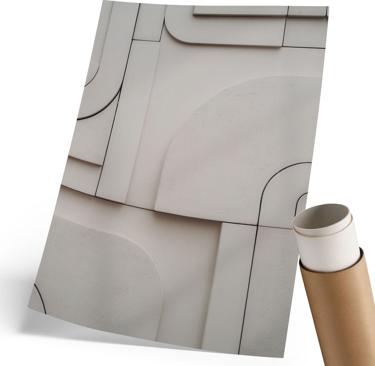 Coloray Canvas Poster Polycanvas - Geometrisch Minimalisme, Fotografie - 210 x 297 mm - Beige Decoratie - Rechthoek - Muurdecoratie - Woonkamer, Slaapkamer, Kantoor - Modern