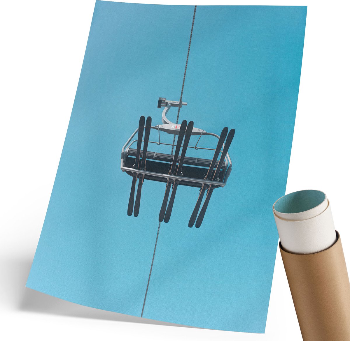 Coloray Polycanvas Wandposter - Kabelbaan, Fotografie - 210 x 297 mm - Blauw Patroon - Rechthoek - Interieurdecoratie - Woonkamer, Slaapkamer, Kantoor - Modern