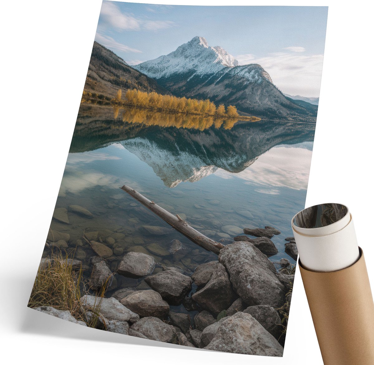 Coloray Polycanvas Wandposter - Berglandschap, Fotografie - 210 x 297 mm - Grijs Illustratie - Rechthoek - Interieurdecoratie - Woonkamer, Slaapkamer, Kantoor - Klassiek