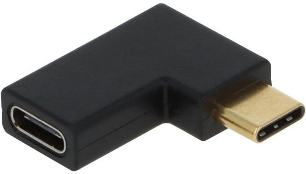 Haakse USB-C Adapter - USB-C naar USB-A - Apparaten Aansluiten - Metalen Constructie - Compact Formaat - Zwart
