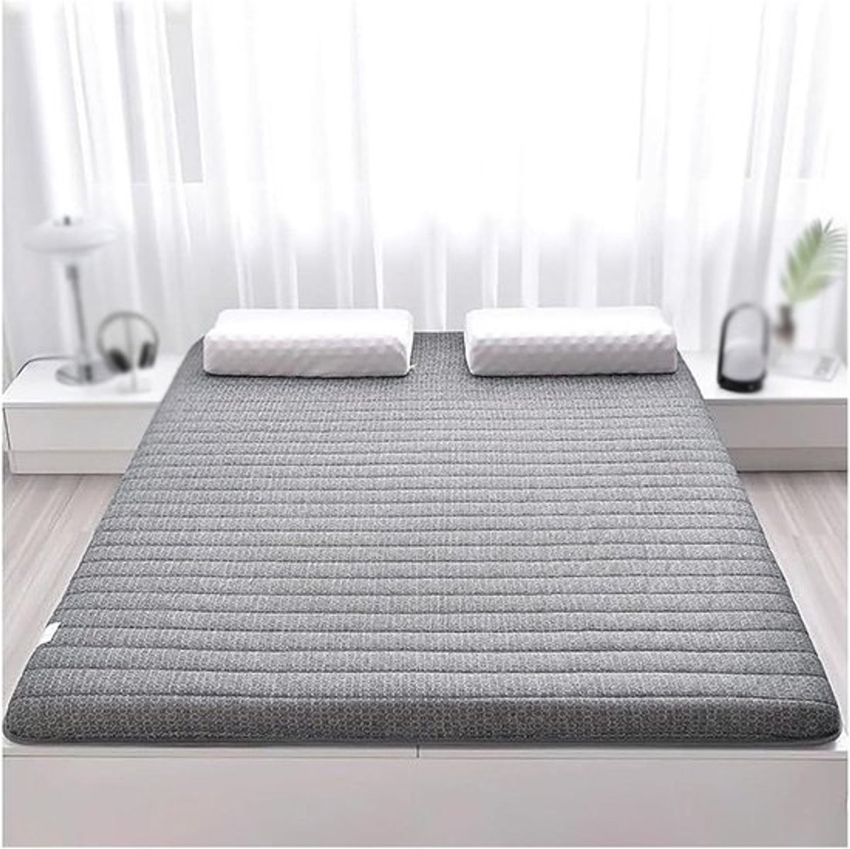 Japanse Futonmatras - Vloerbed Slaapmat - Ruimtebesparend Slapen - Vijflaagse Structuur - 150 x 200 cm - Grijs