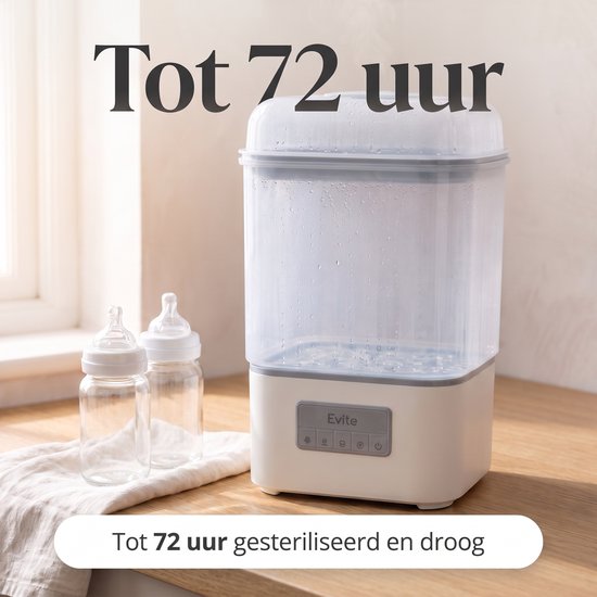 Evite 4-1 Sterilisator Slim - Flessensterilisator met Droogfunctie - Geschikt voor 6 Flessen en Kolfonderdelen - Compact Inklapbaar - Met Tang — afbeelding 5