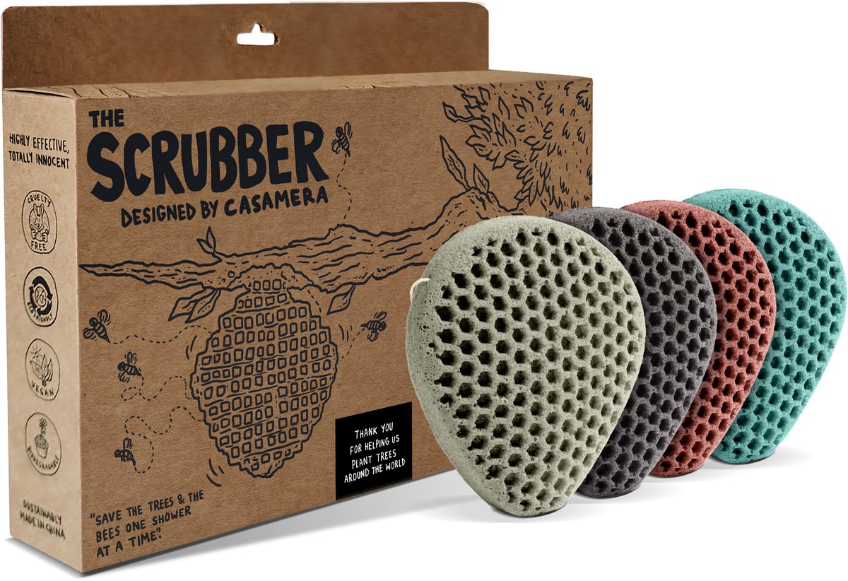Tu-Untangle Konjac Douche Spons Set van 4 – Charcoal, Walnut, Matcha & Volcanic Mud
