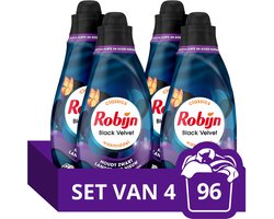Robijn - Vloeibaar Wasmiddel - Klein & Krachtig -Black Velvet - 4 flessen - 96 wasbeurten - Voordeelverpakking