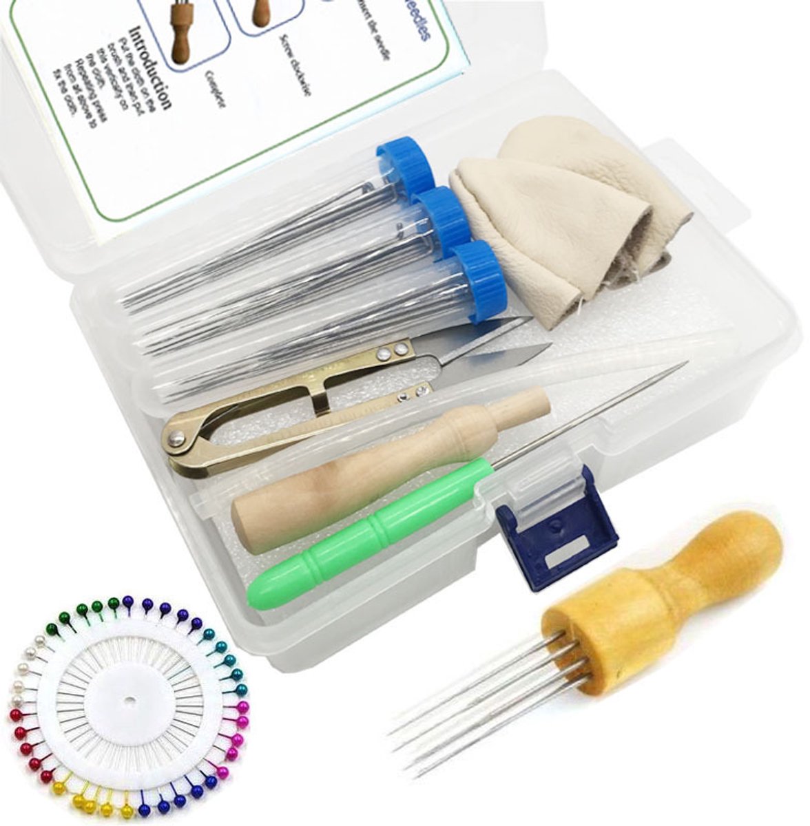 Viltgereedschapset - Viltnaalden in 3 maten - Zachte werkmat en accessoires - Geschikt voor alle naaldvilt-, wolhandwerk- en doe-het-zelf-kunstprojecten