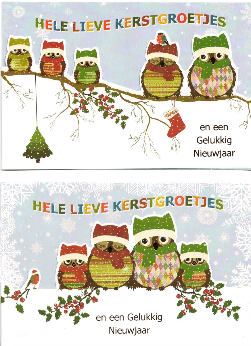 Wenskaarten - kerstkaart - set van 8 - 8 luxe kerstkaarten - 2 x 4 luxe kerstkaarten met envelop