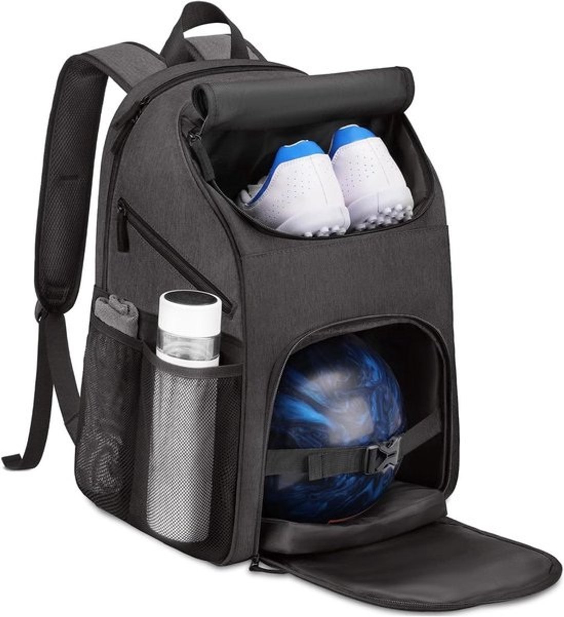 Bowlingrugzak - Bowlingbaltas - Sportuitrusting Opbergen - Met Schoenenvak - 12"x11"x19.5" - Grijs