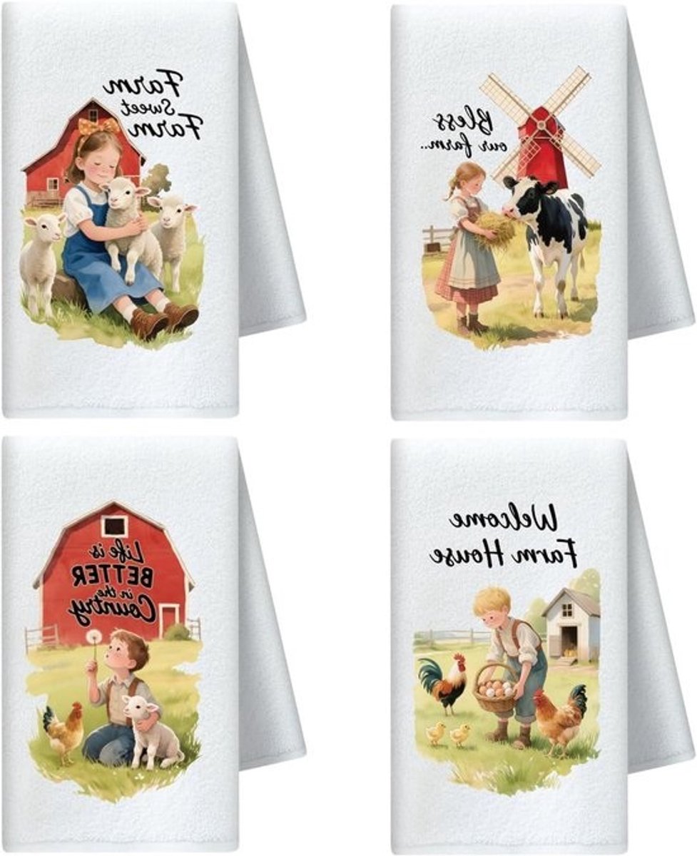 Keukendoeken Set - Theedoeken Vaatdoeken - Keuken Schoonmaken - Hoge Absorptie - 40 x 60 cm - Country Life