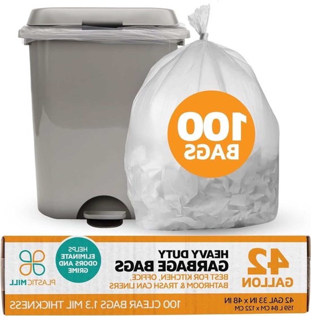 Vuilniszakken - Grote zakken - Afval verwerken - Scheurbestendig plastic - 42 gallon - Transparant