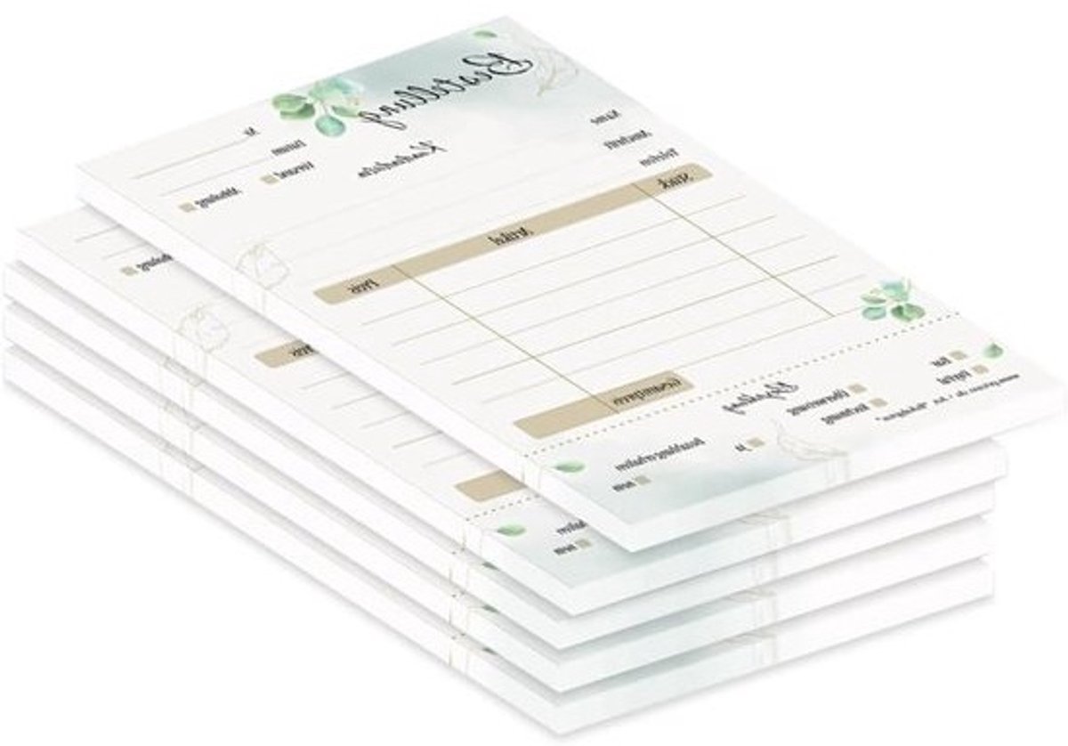 Bestelaanvaardingsblok - Bestelblok Notitieblok - Bestellingen Aannemen - Eucalyptus Design - 5 stuks A6 - Groen