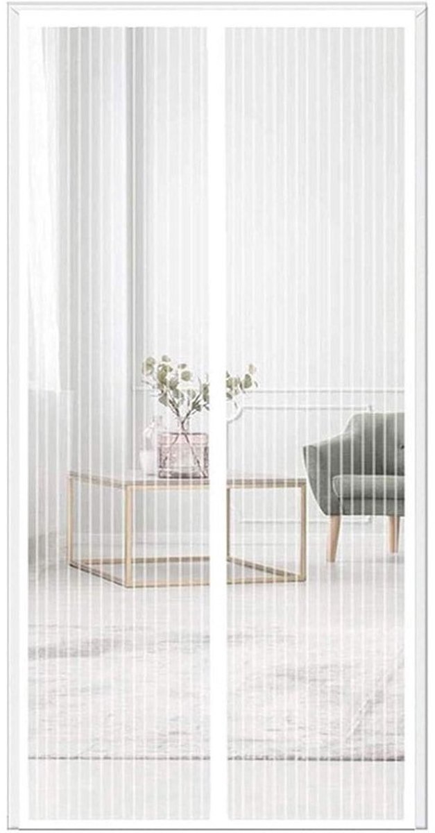 Magnetische Hordeur - Vliegengordijn Gaasdeur - Frisse Lucht Binnen - Automatisch Sluitend - 90x220cm - Wit