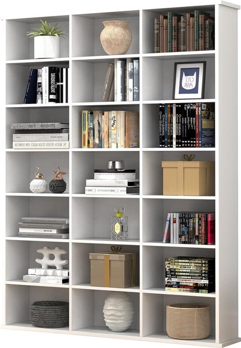 CD DVD plank - Mediastandaard Boekenkast - Media Opbergen - 21 Open Vakken - h. 136 x b. 105 cm