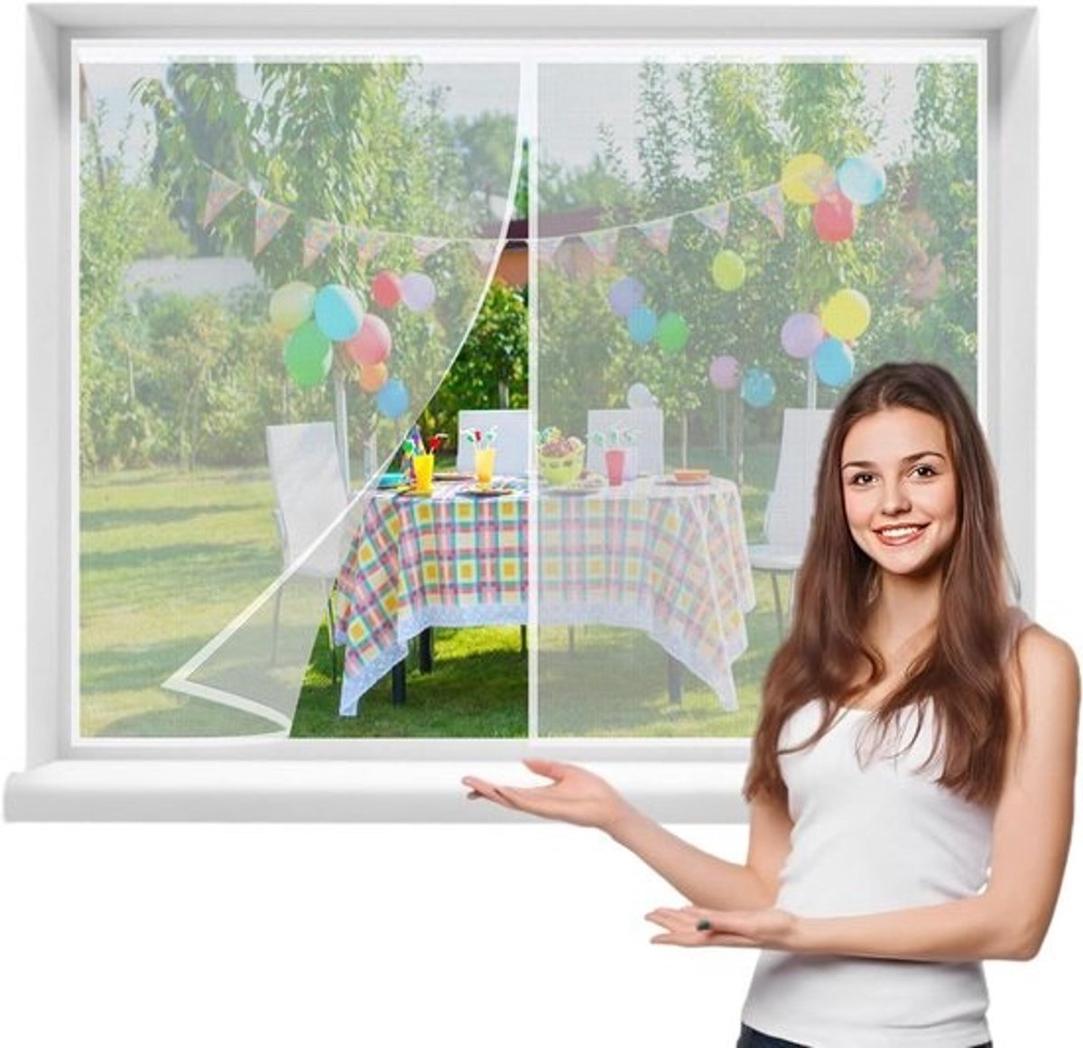 Insectenhor Deur - Horrengordijn Klamboe - Insecten Buiten Houden - Verstelbare Maat - 60x140cm - Wit