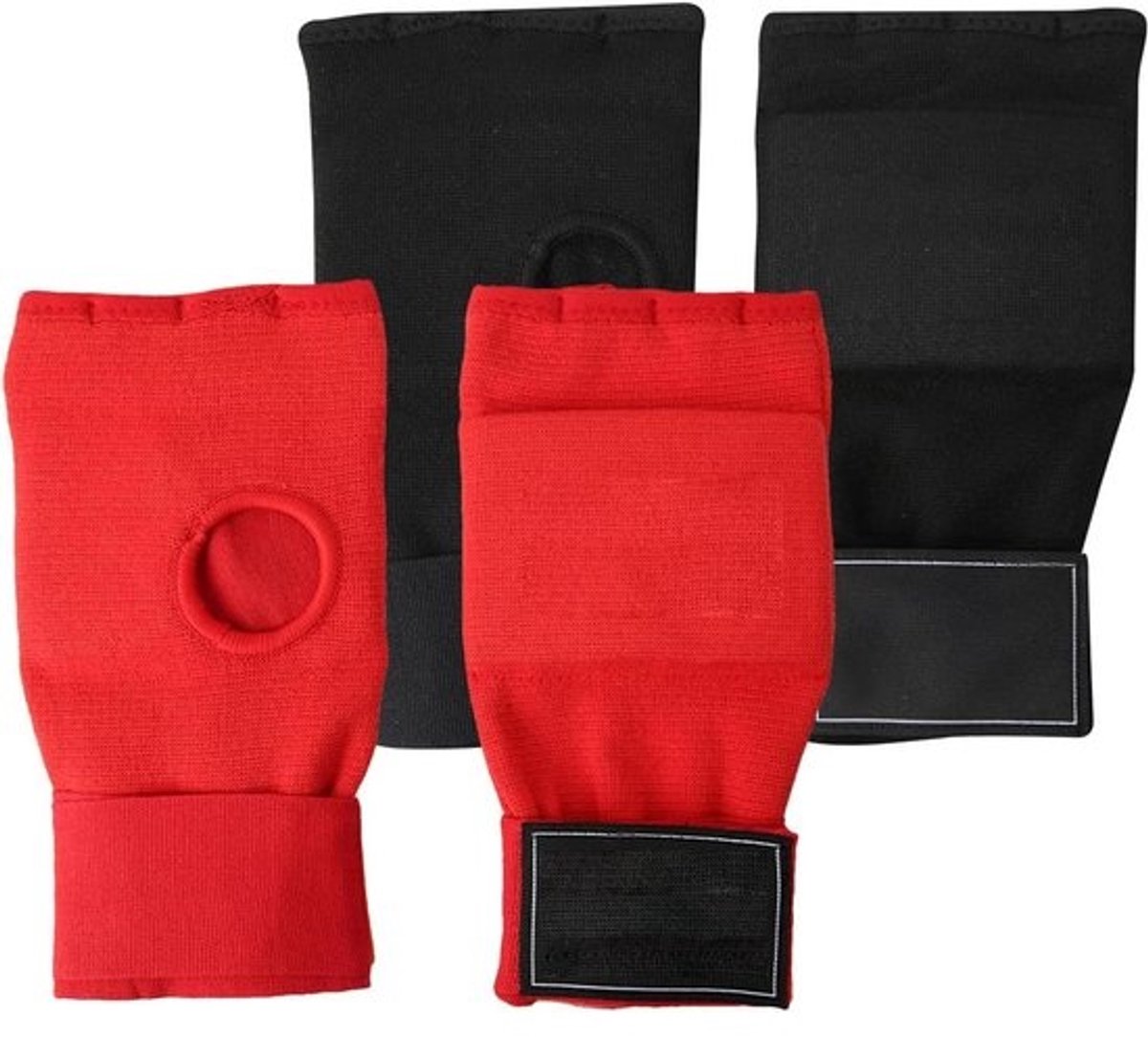 Bokshandschoenen Halve Vinger - Bokszakwanten Polssteun - Vechttraining Kickboksen - Extra Gelvulling Schokabsorptie - Unisex Eén Maat - Rood