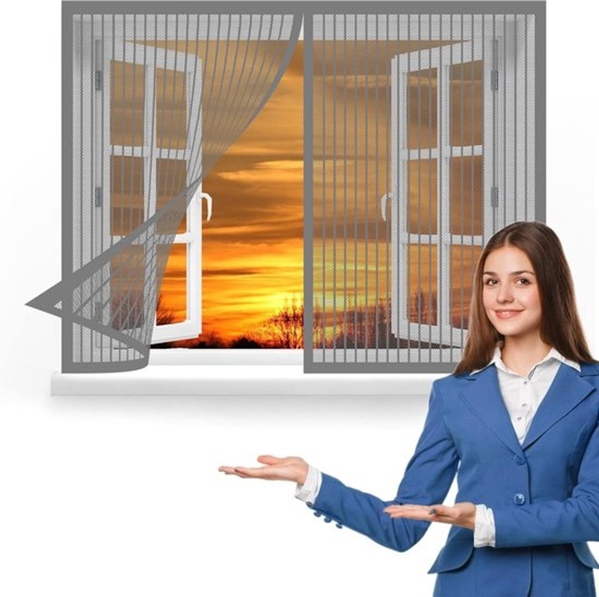 Magnetisch Horren - Vliegenhor Raamscherm - Insecten Buiten Houden - Ingebouwde Sterke Magneten - 170 x 150 cm - Grijs