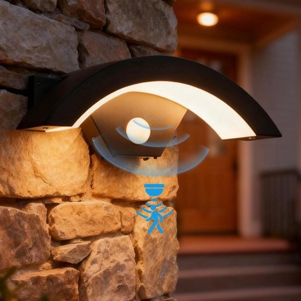 Buitenlamp Bewegingsmelder - Wandlamp LED - Tuin Verlichten - IP65 Waterdicht - 18 Watt - Zwart