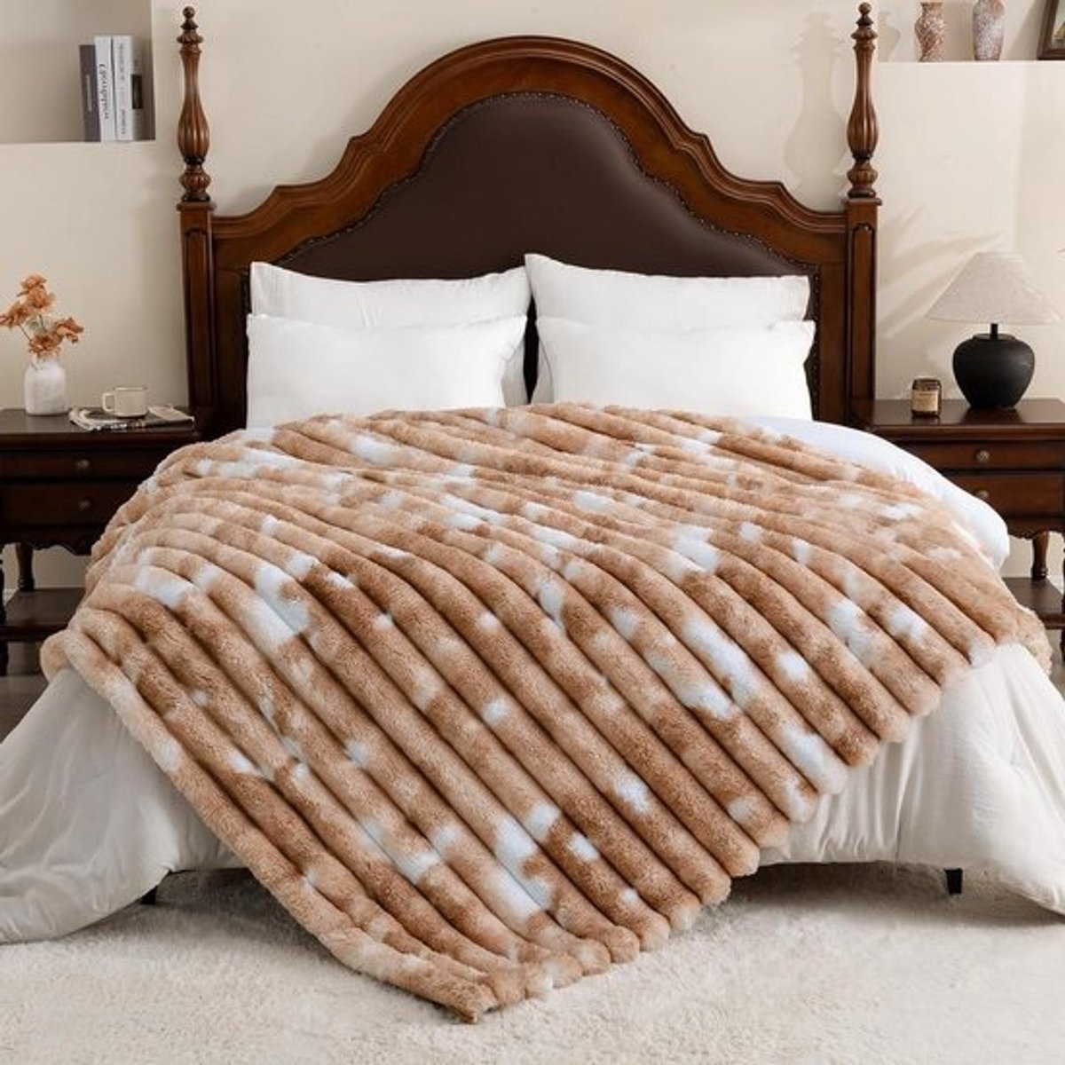Knuffeldeken - Woondeken Sprei - Gezelligheid Vergroten - Unieke Tie-Dye Kleuren - 230x230 cm - Tie-dye Bruin