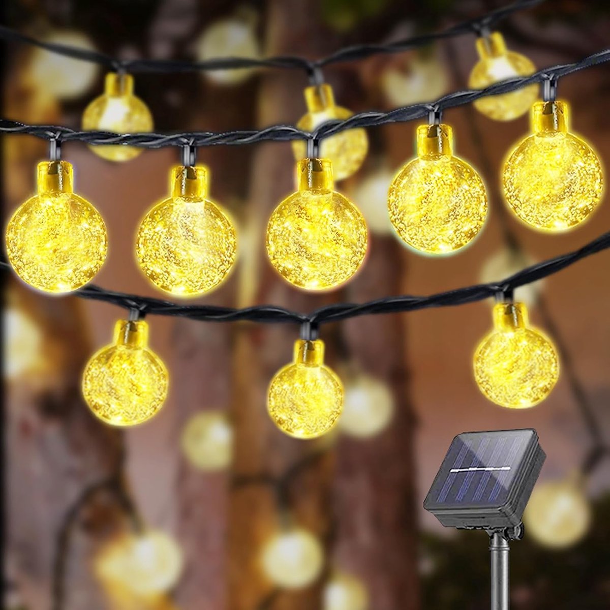 Lichtsnoer 13m - 60 LED - Op Zonne-energie - IP44 Waterdicht - 8 Standen - Binnen en Buiten