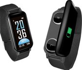 DrPhone DUALX – Smartwatch Activity Tracker + Geïntegreerde Headset 2 in 1 – TWS draadloze Oordoppen - Horloge met Koptelefoon Zwart