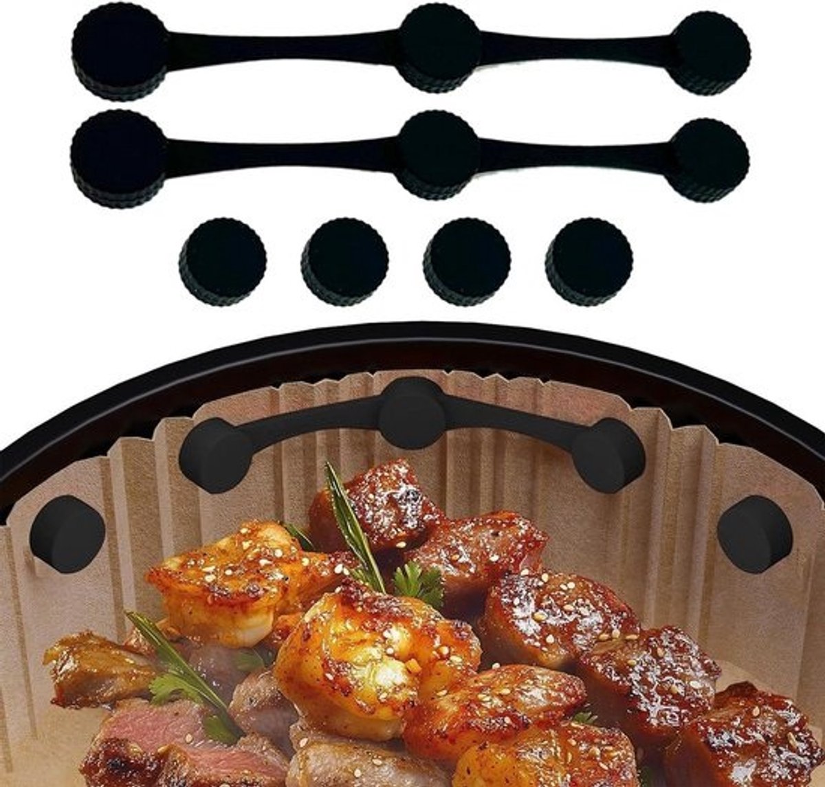 Airfryer Magneet Clips - Liner Houder - Veilig Koken - Voorkomt Vlieg Explosies - 2 Stuks - Zwart