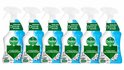 Six bouteilles de nettoyant tout usage antibactérien Dettol avec vaporisateur, 500ml chacune, avec des étiquettes vertes et bleues.