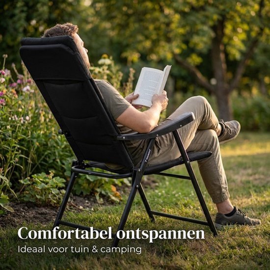 Campingstoelen Set van 2 Opvouwbaar - Kampeerstoel met Hoge Rugleuning - Vouwstoel voor Camping en Strand - Incl. Draagtas - Klapstoel Buiten — afbeelding 4