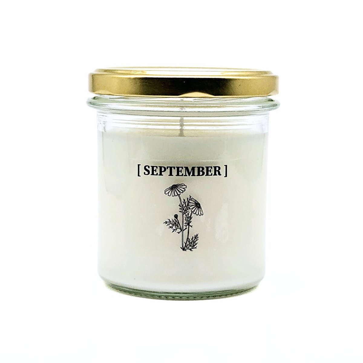 Candlelight-on - geurkaars met geboortebloem en geboortedatum - 20 september - o.b.v. sojawas en etherische oliën