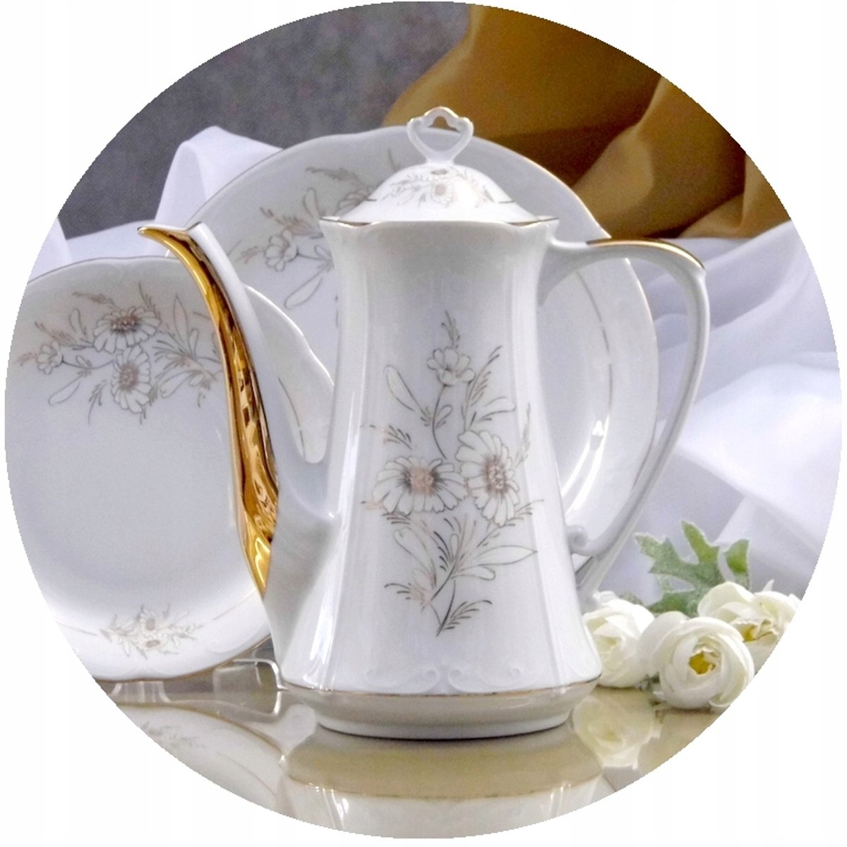 Merkloos Porseleinen Theepot Kamelia 1200 ml, Decor 020
