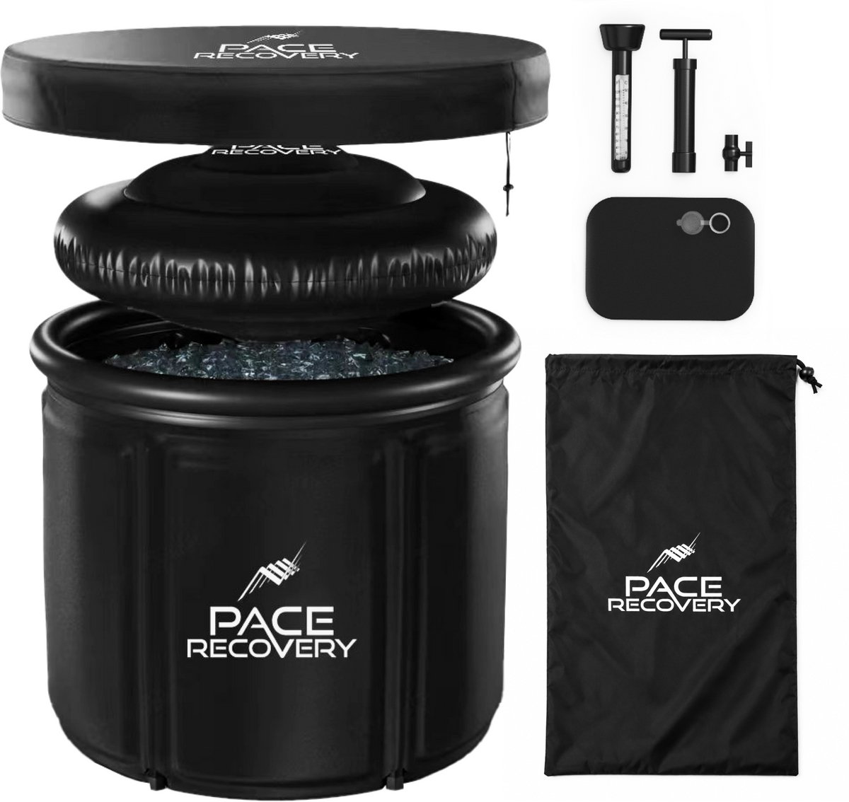 Pace Recovery ICE-1 Mobiel IJsbad 85 cm XL - Ice bath - IJsbad starter pack - Opvouwbaar & Inklapbaar Zitbad - Isolerende afdekhoes