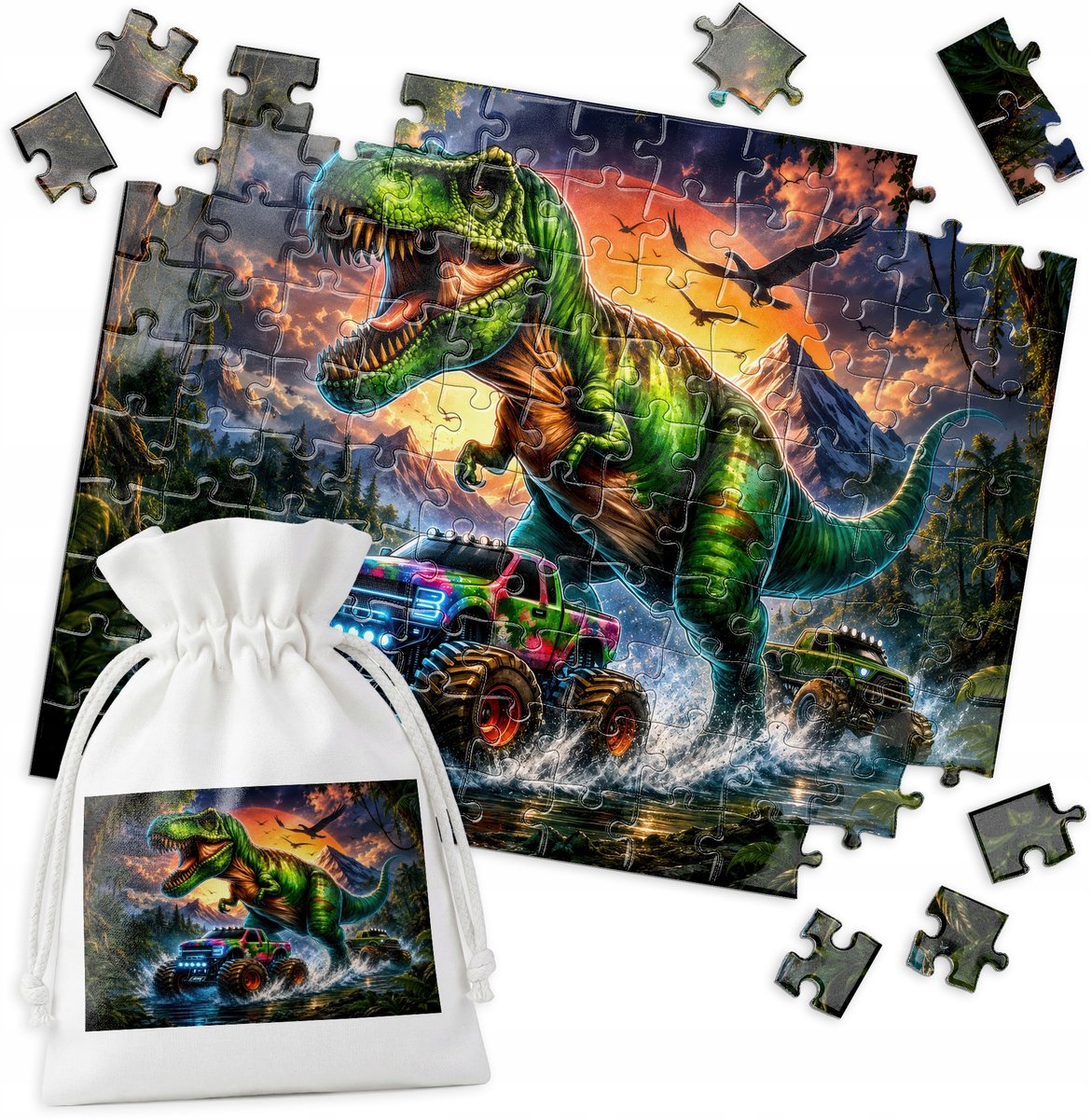 Dino Jungle T-Rex Monster Truck puzzel - 110 stukjes